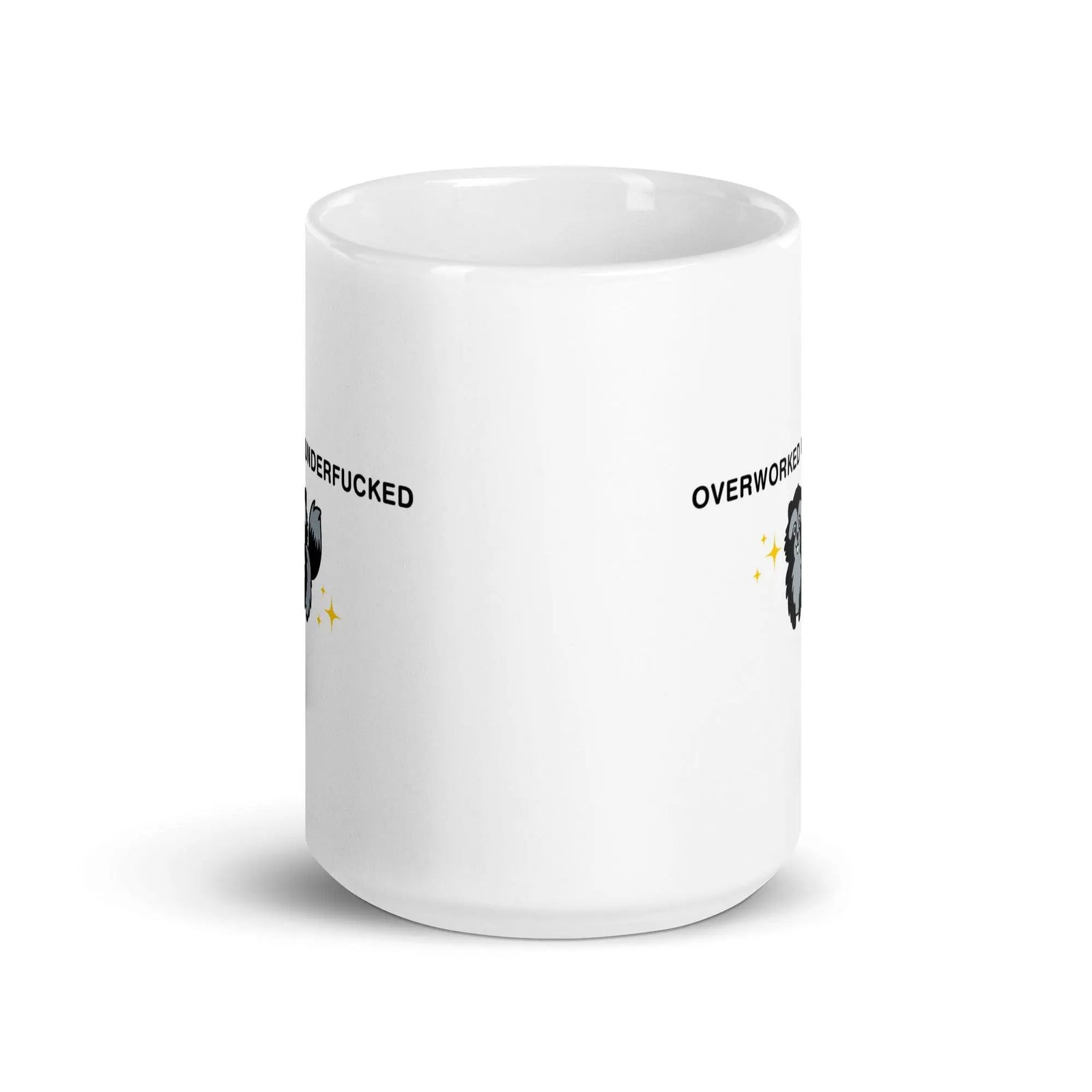Overworked Underfucked White glossy mug - Orbital Clothing