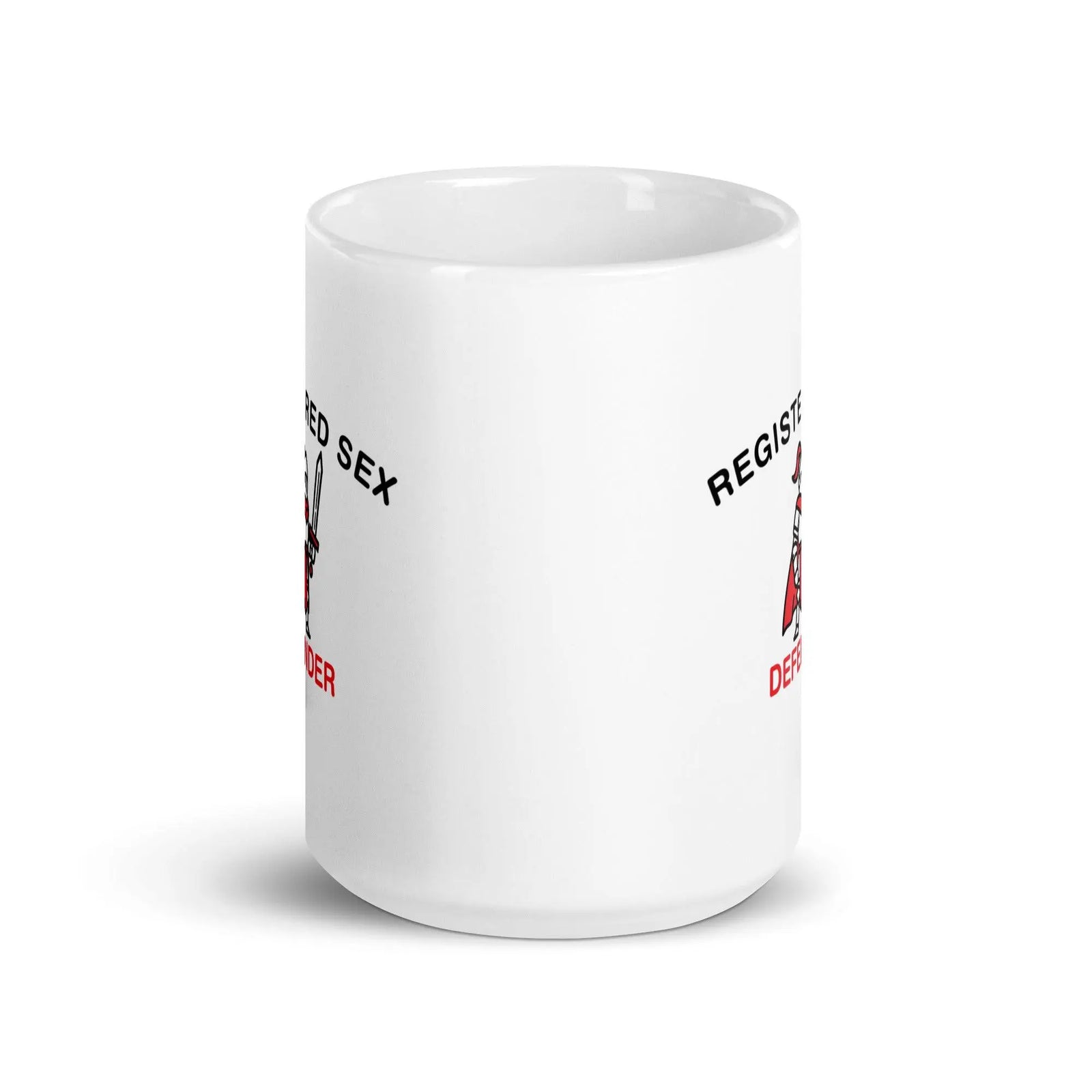 Registered Sex Defender White glossy mug - Orbital Clothing