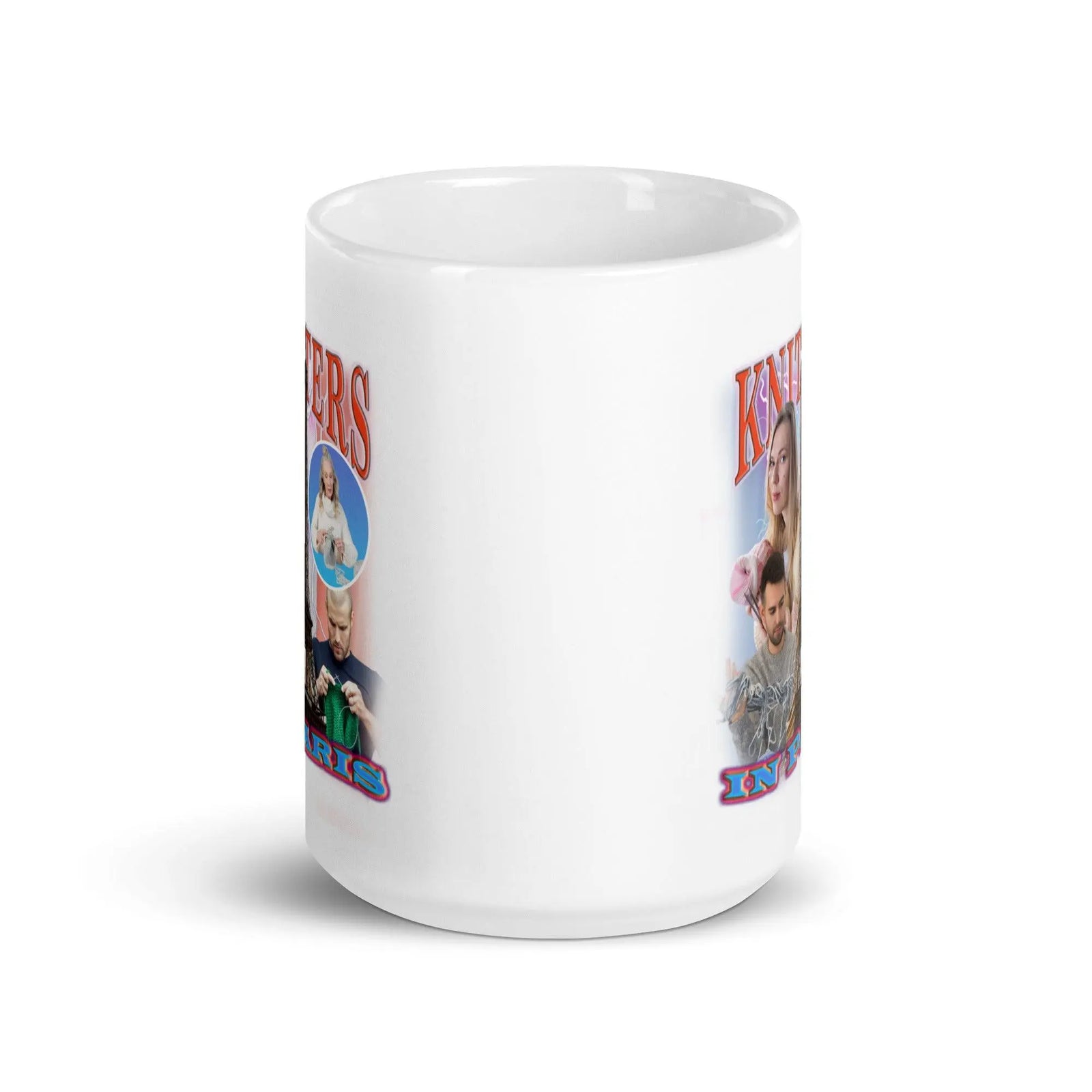 Knitters in Paris White glossy mug - Orbital Clothing