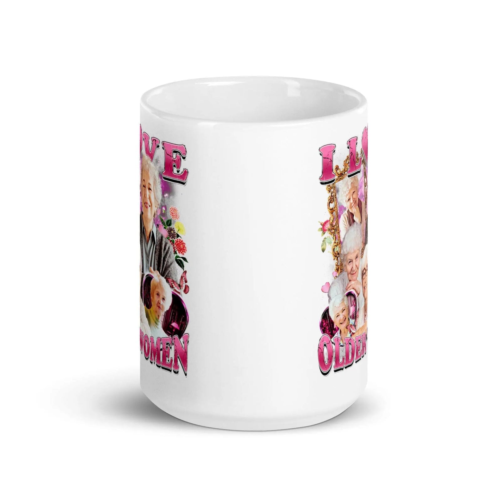 I love Older Women White glossy mug - Orbital Clothing