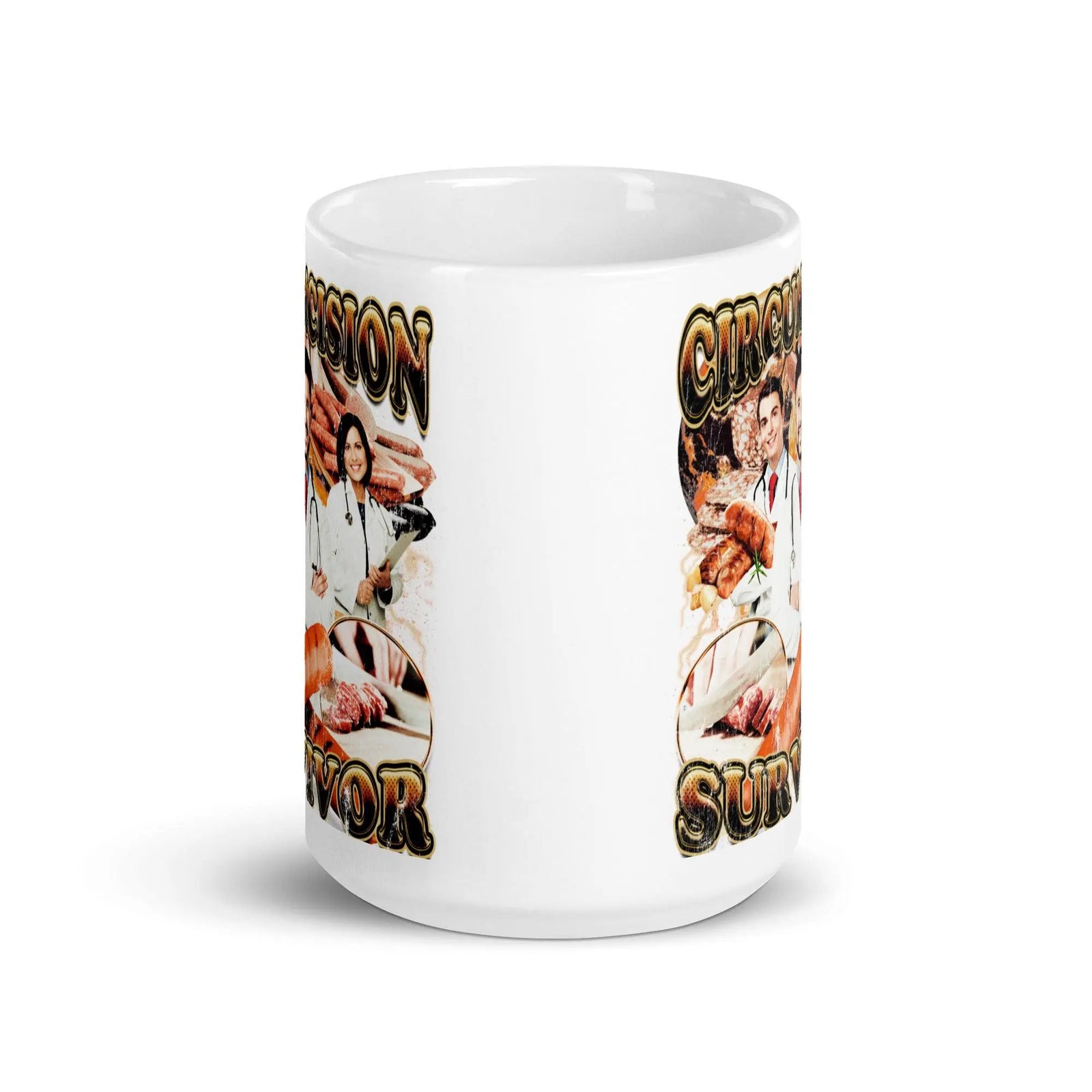 Circumcision Survivor White glossy mug - Orbital Clothing