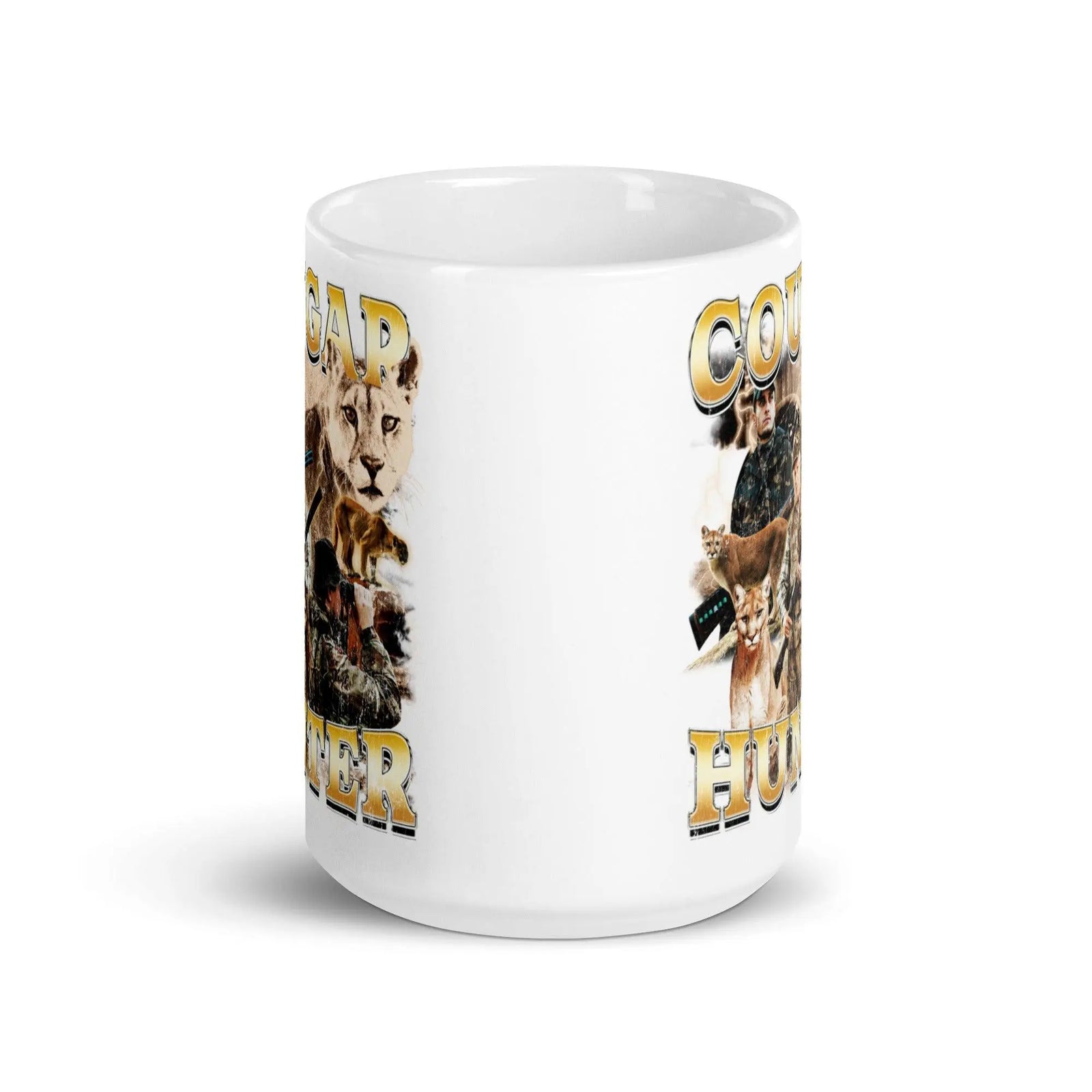 Cougar Hunter White glossy mug - Orbital Clothing