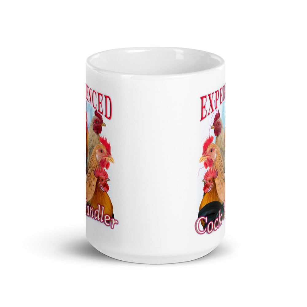 Experienced Cock Handler White glossy mug