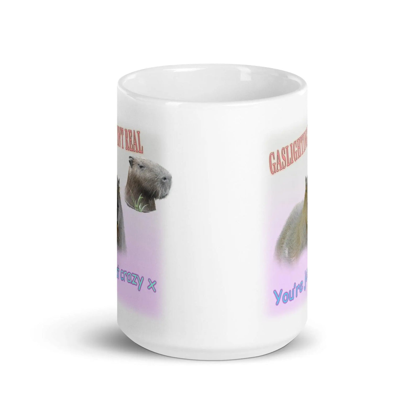 Gaslighting isn't Real White glossy mug - Orbital Clothing