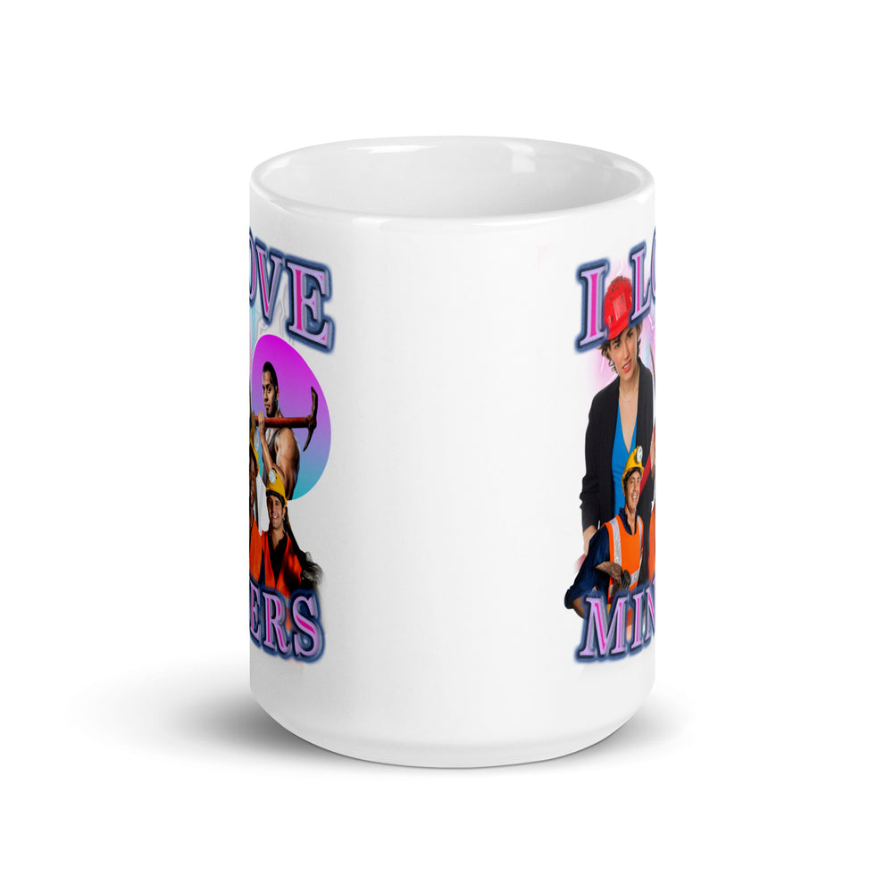 I Love Miners White glossy mug