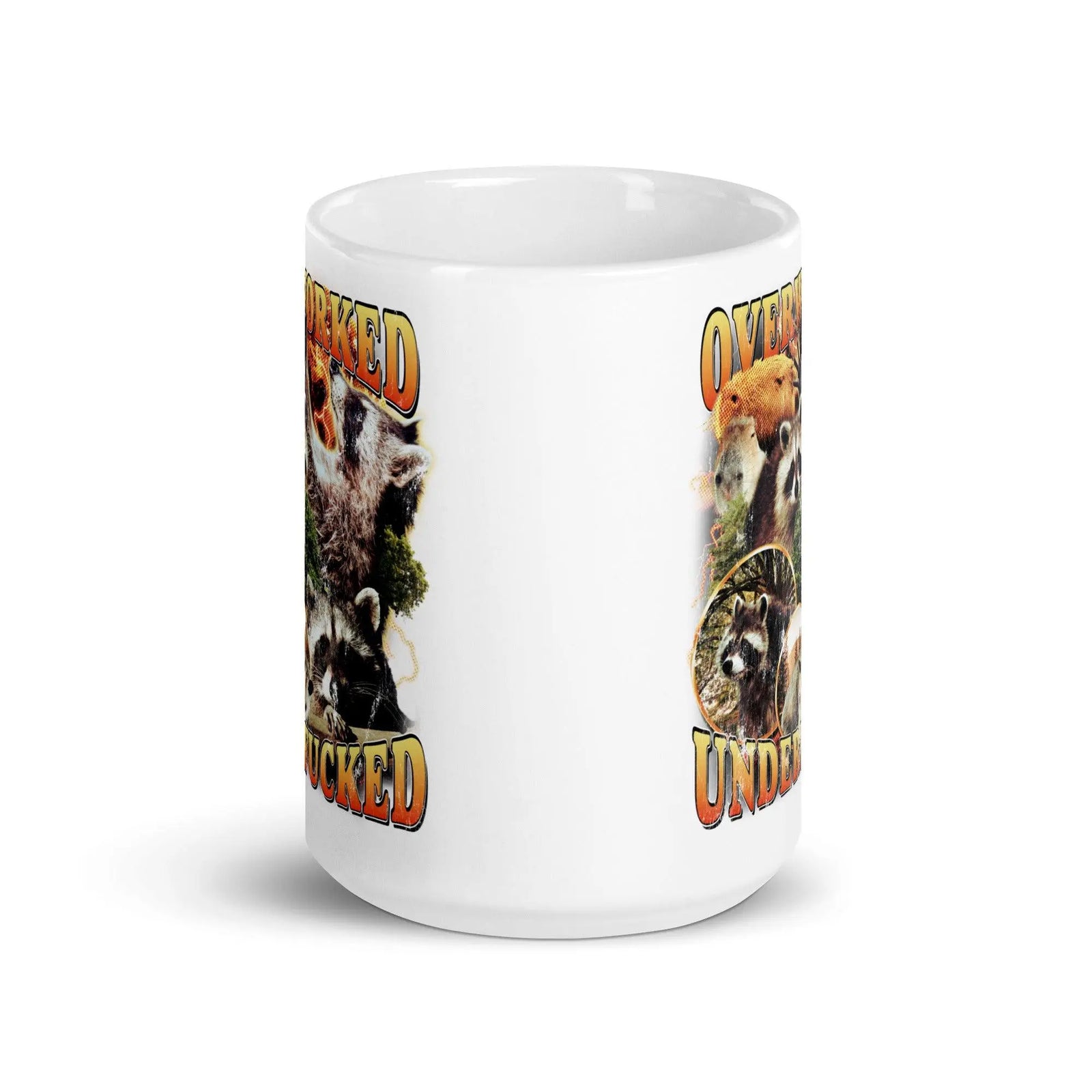Overworked Underfucked White glossy mug - Orbital Clothing