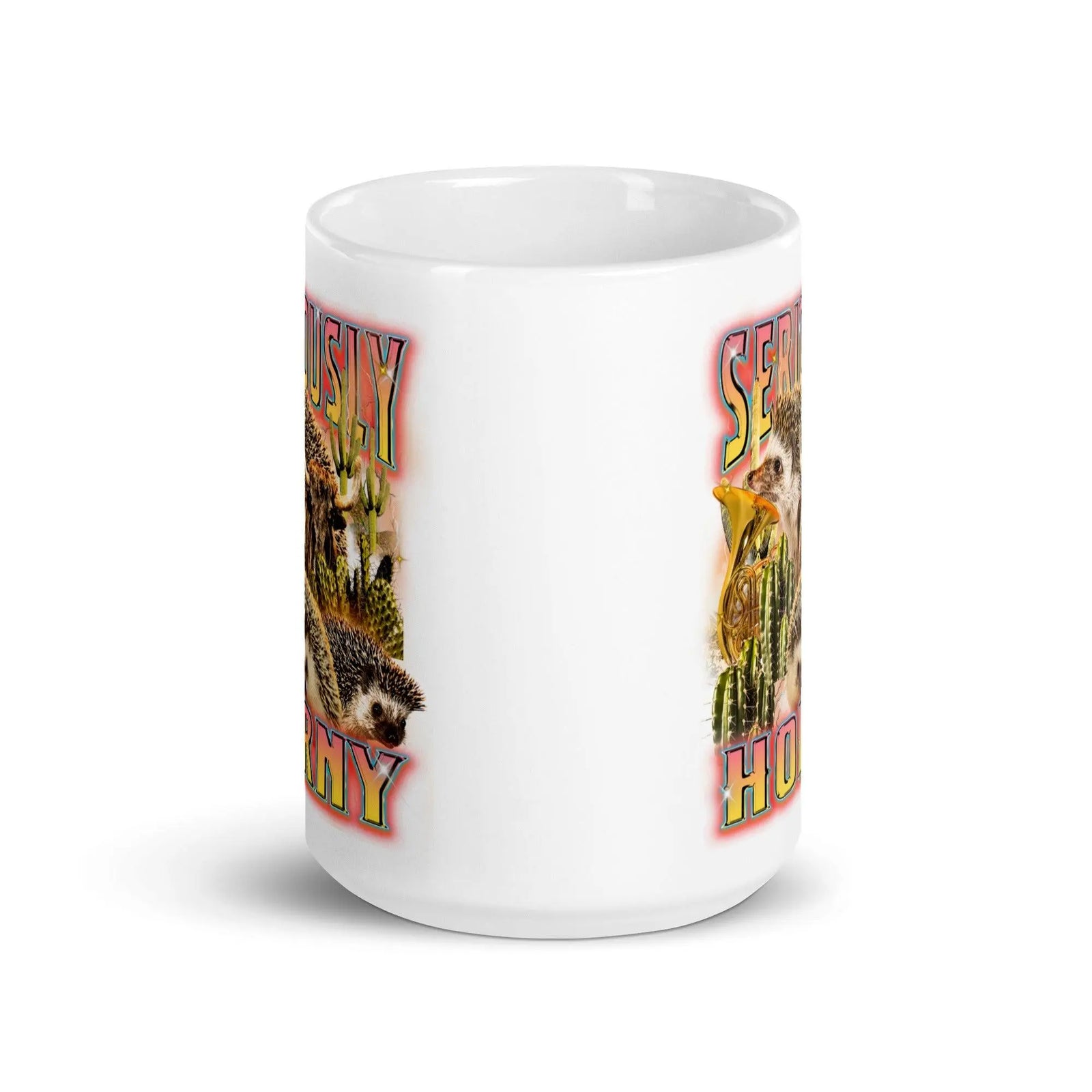 Seriously Horny White glossy mug - Orbital Clothing