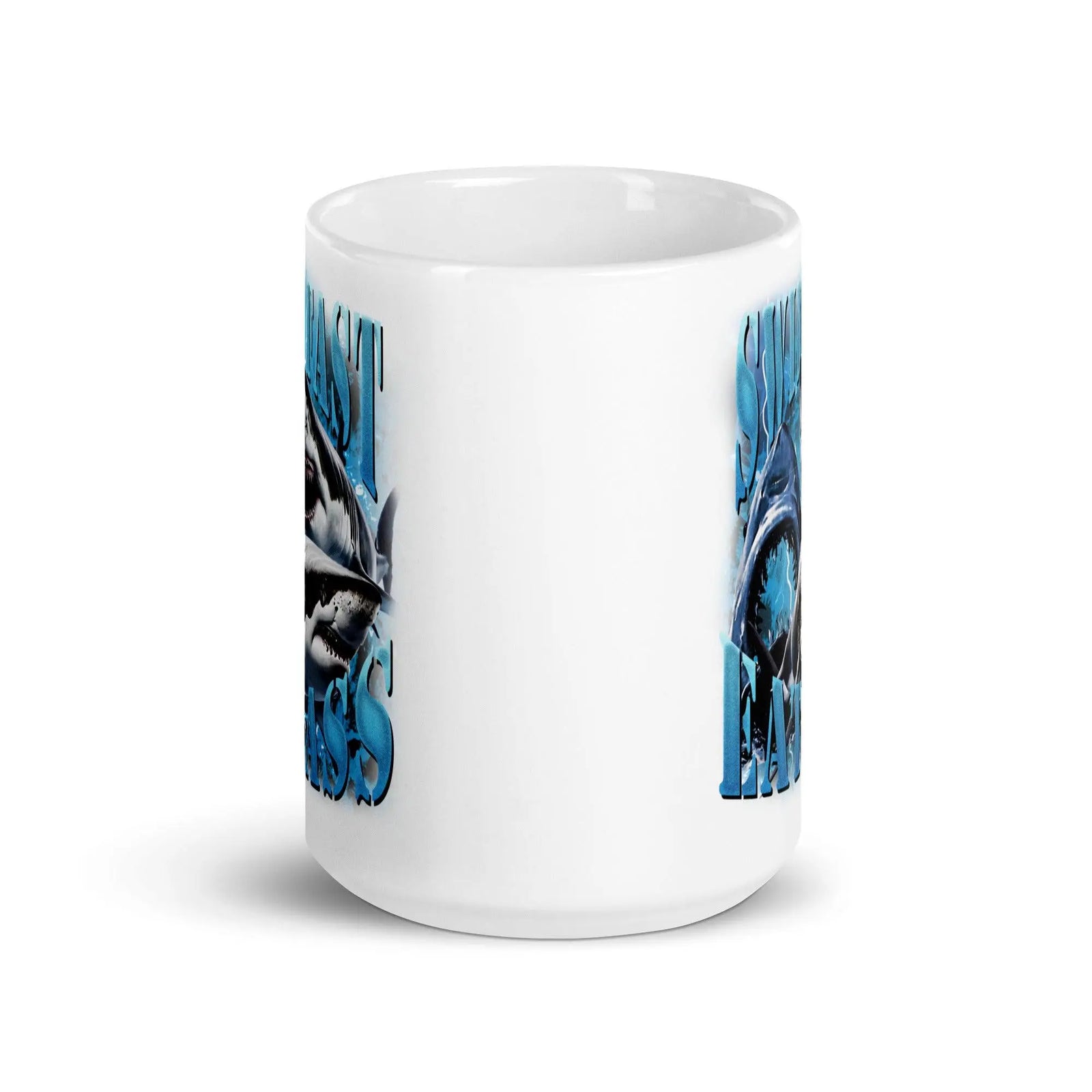 Swim Fast Eat Ass White glossy mug - Orbital Clothing