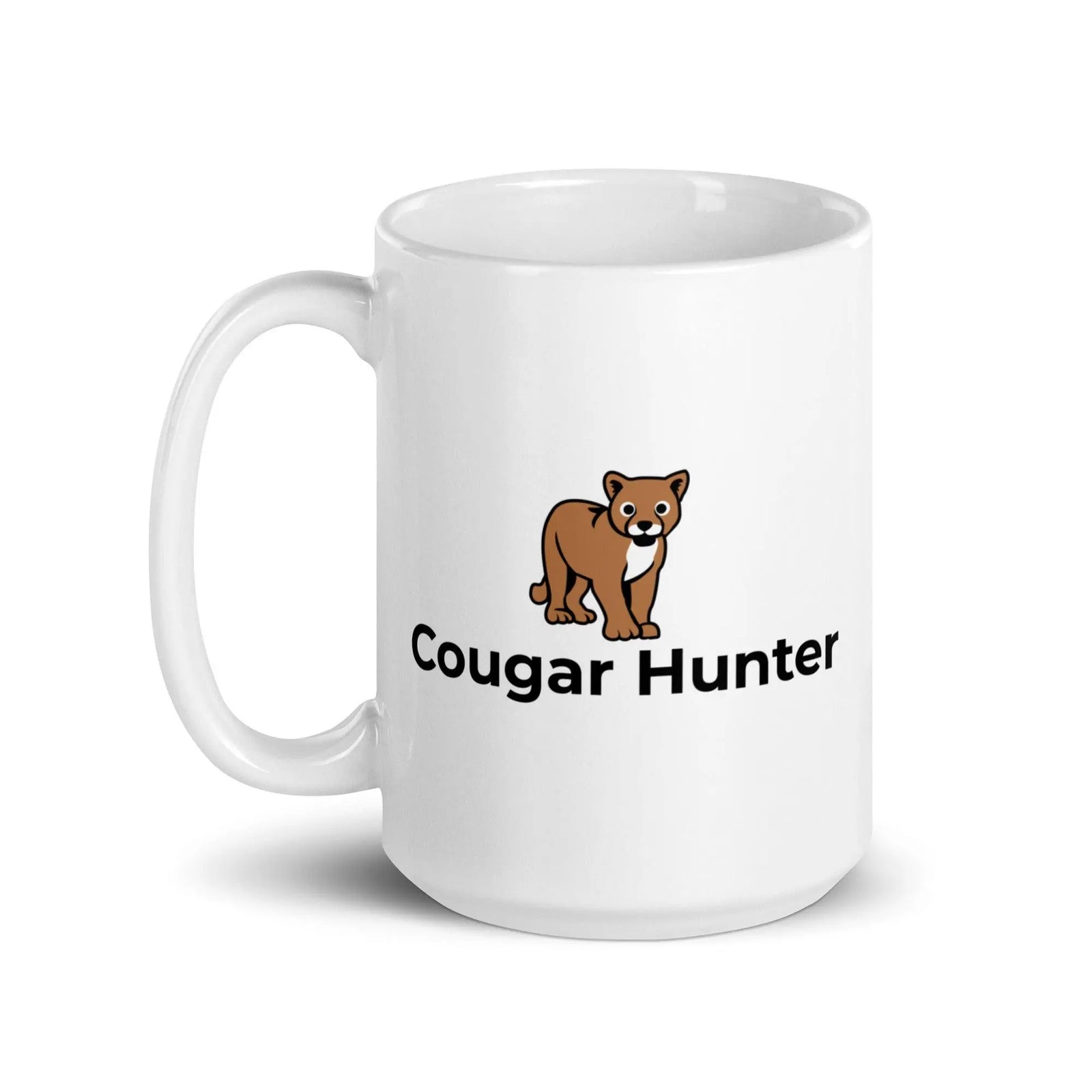 Cougar Hunter White glossy mug - Orbital Clothing