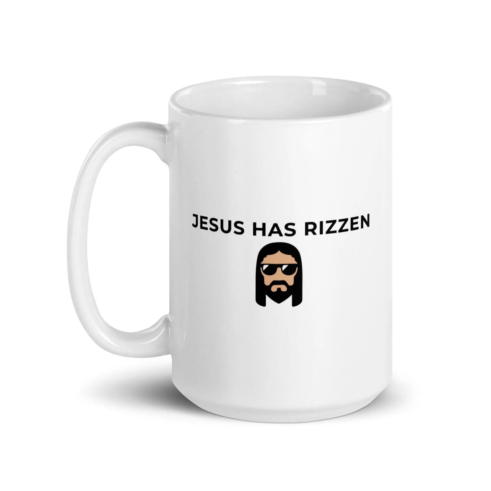 Jesus has Rizzen White glossy mug - Orbital Clothing
