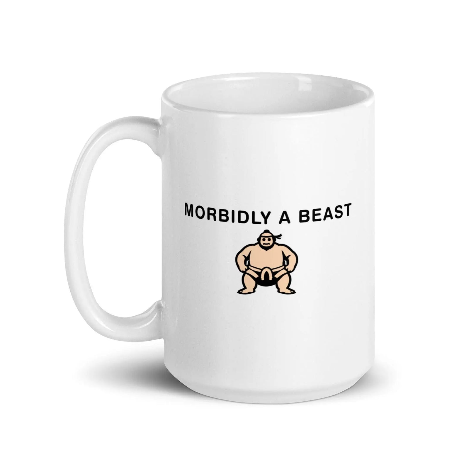 Morbidly a Beast White glossy mug - Orbital Clothing