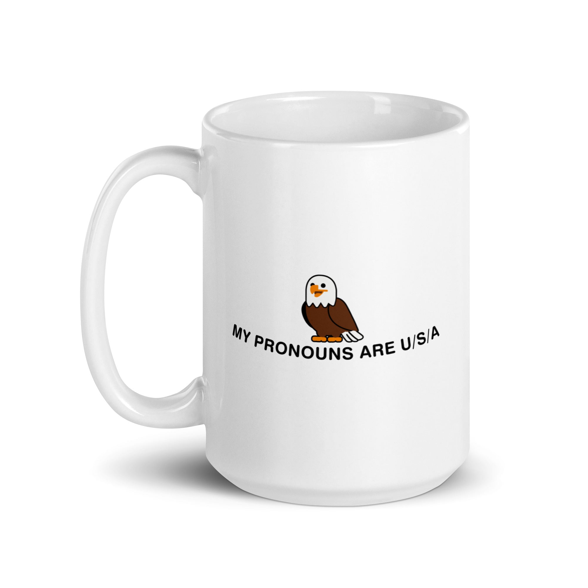 My Pronouns are U/S/A cartoon White glossy mug