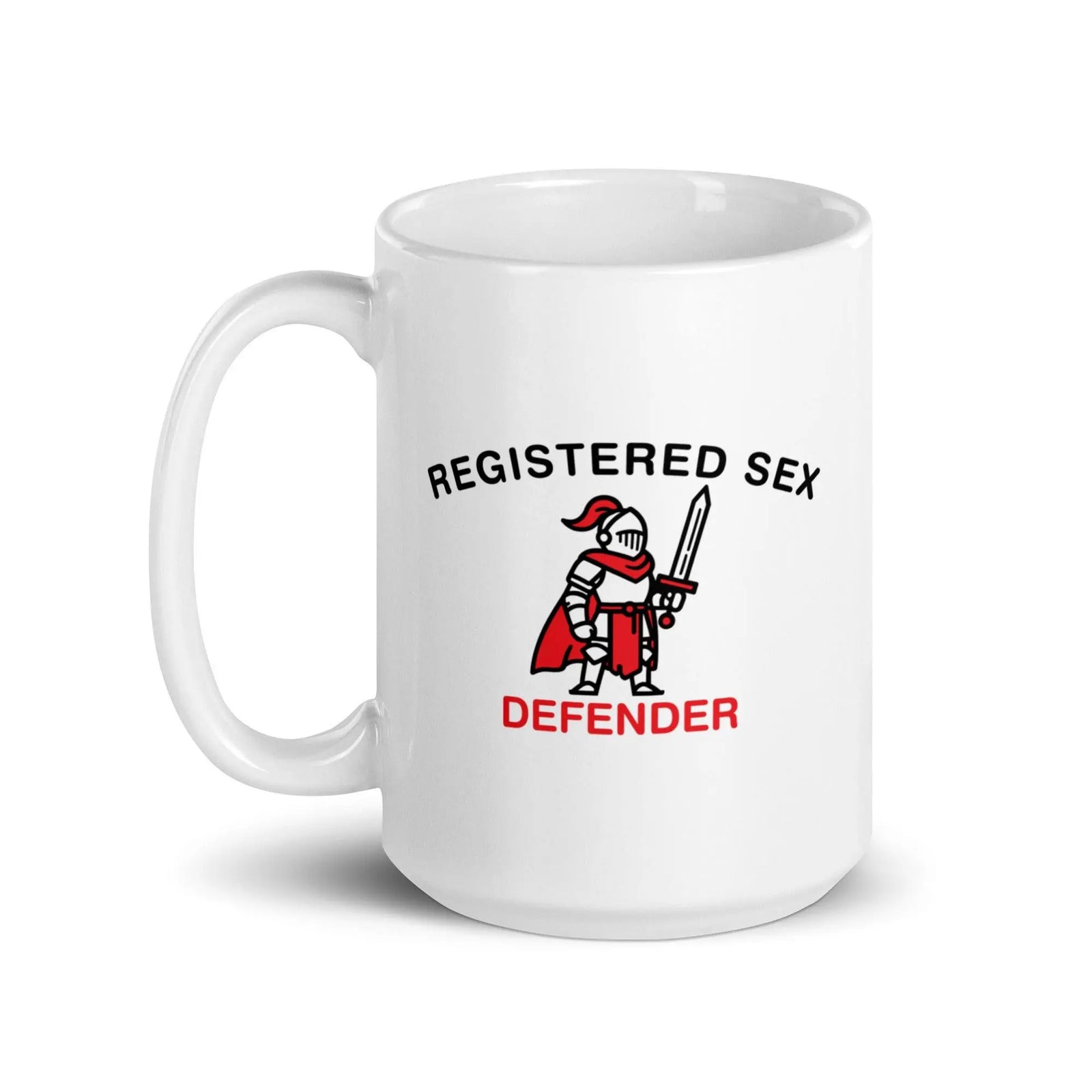 Registered Sex Defender White glossy mug - Orbital Clothing
