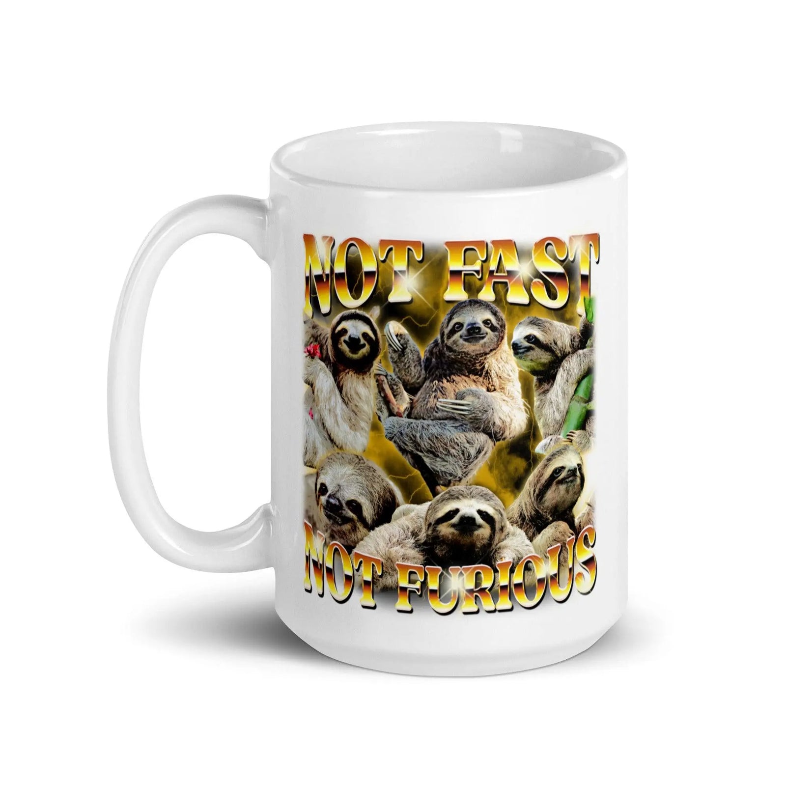 Not Fast Not Furious White glossy mug - Orbital Clothing