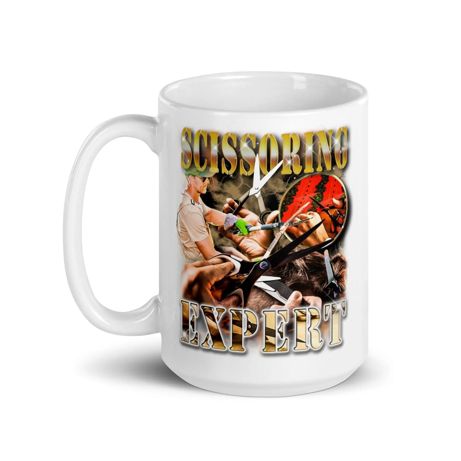 Scissoring Expert White glossy mug - Orbital Clothing