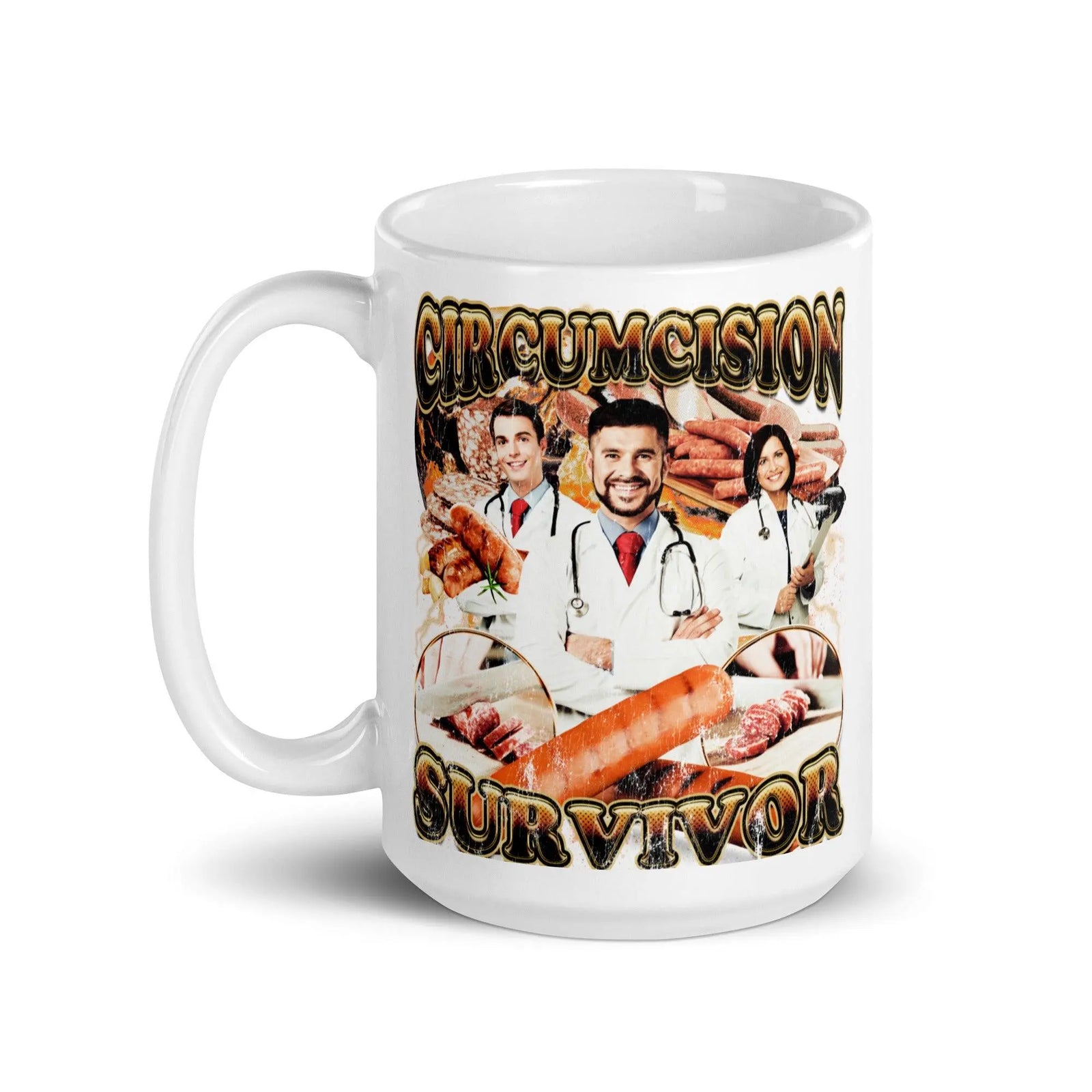 Circumcision Survivor White glossy mug - Orbital Clothing