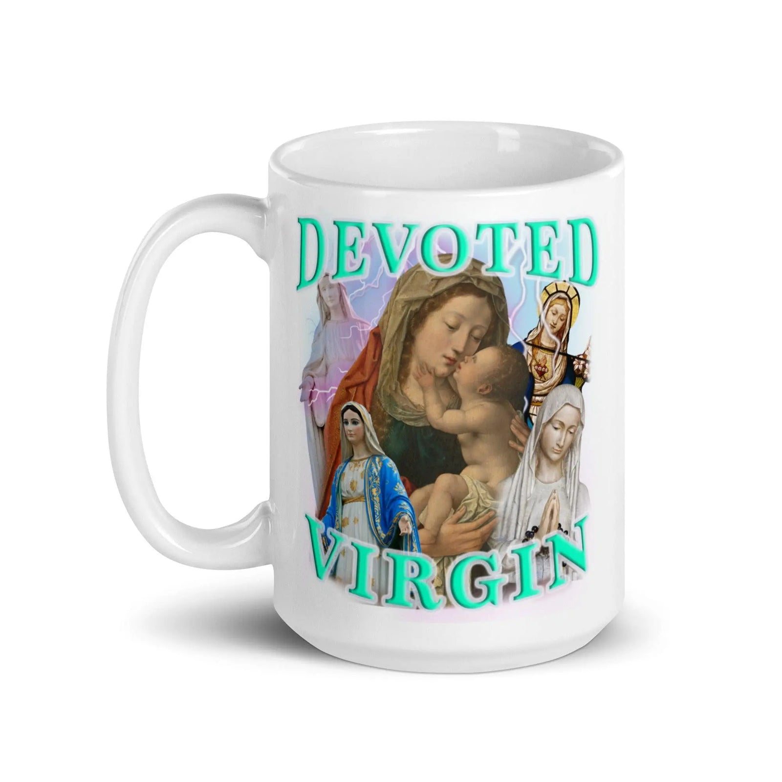 Devoted Virgin White glossy mug - Orbital Clothing