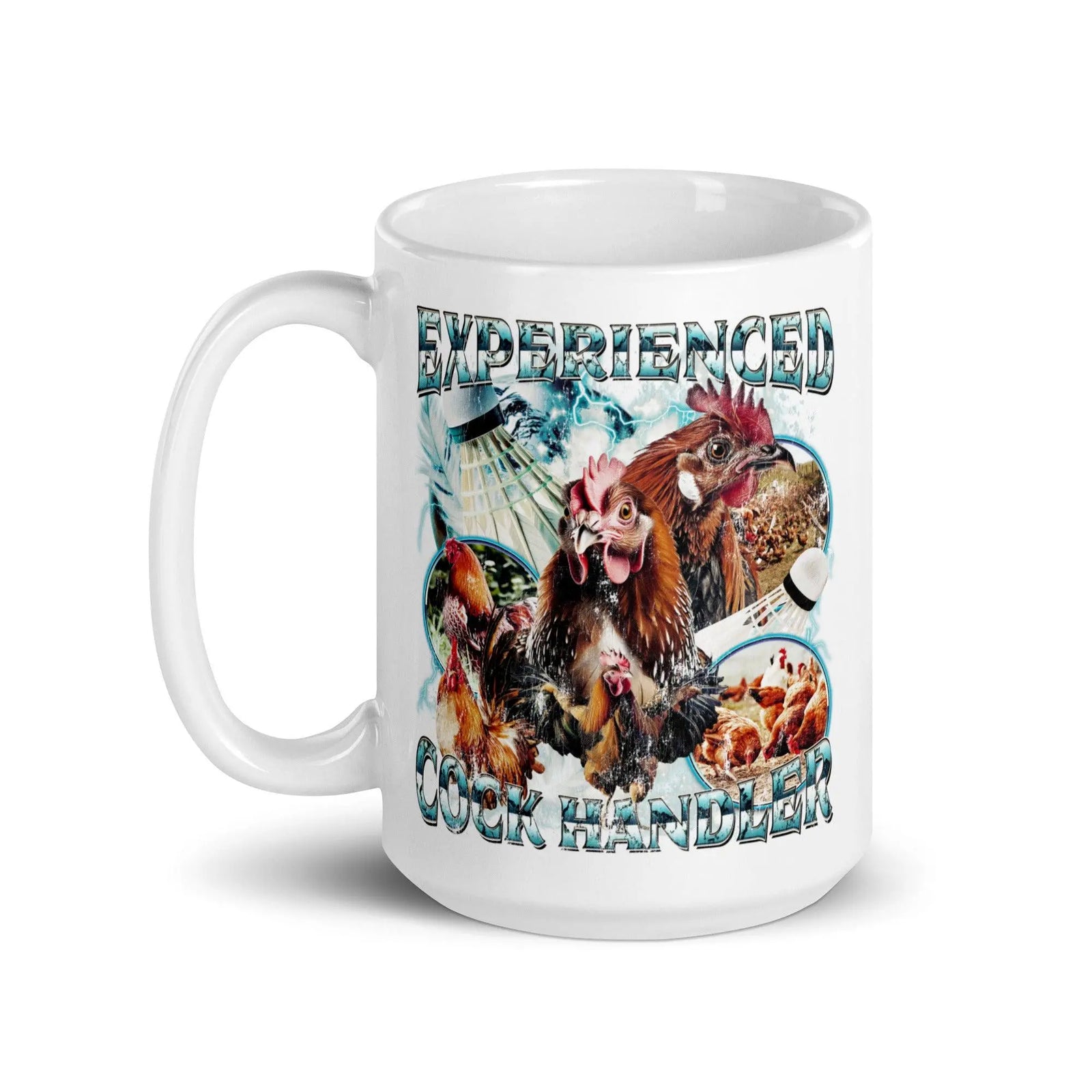 Experienced Cock Handler White glossy mug - Orbital Clothing