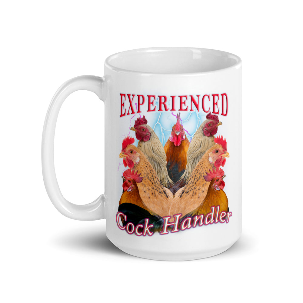 Experienced Cock Handler White glossy mug