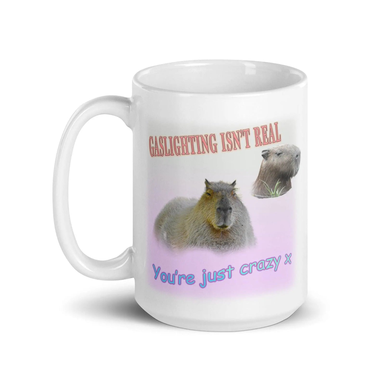 Gaslighting isn't Real White glossy mug - Orbital Clothing
