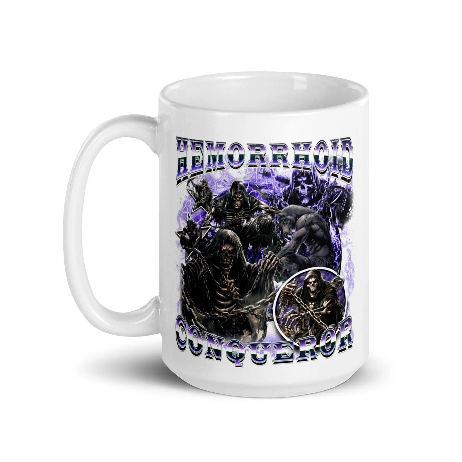 Hemorrhoid Conqueror White glossy mug - Orbital Clothing