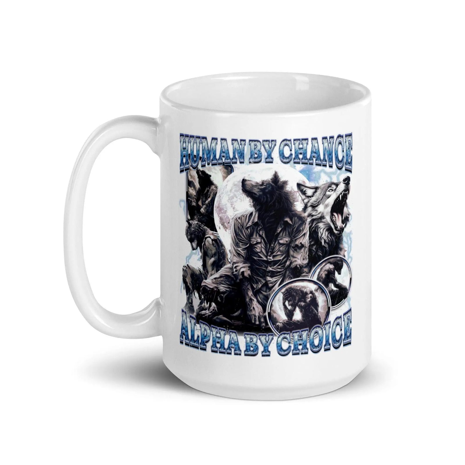 Human by Chance Alpha by Choice White glossy mug - Orbital Clothing