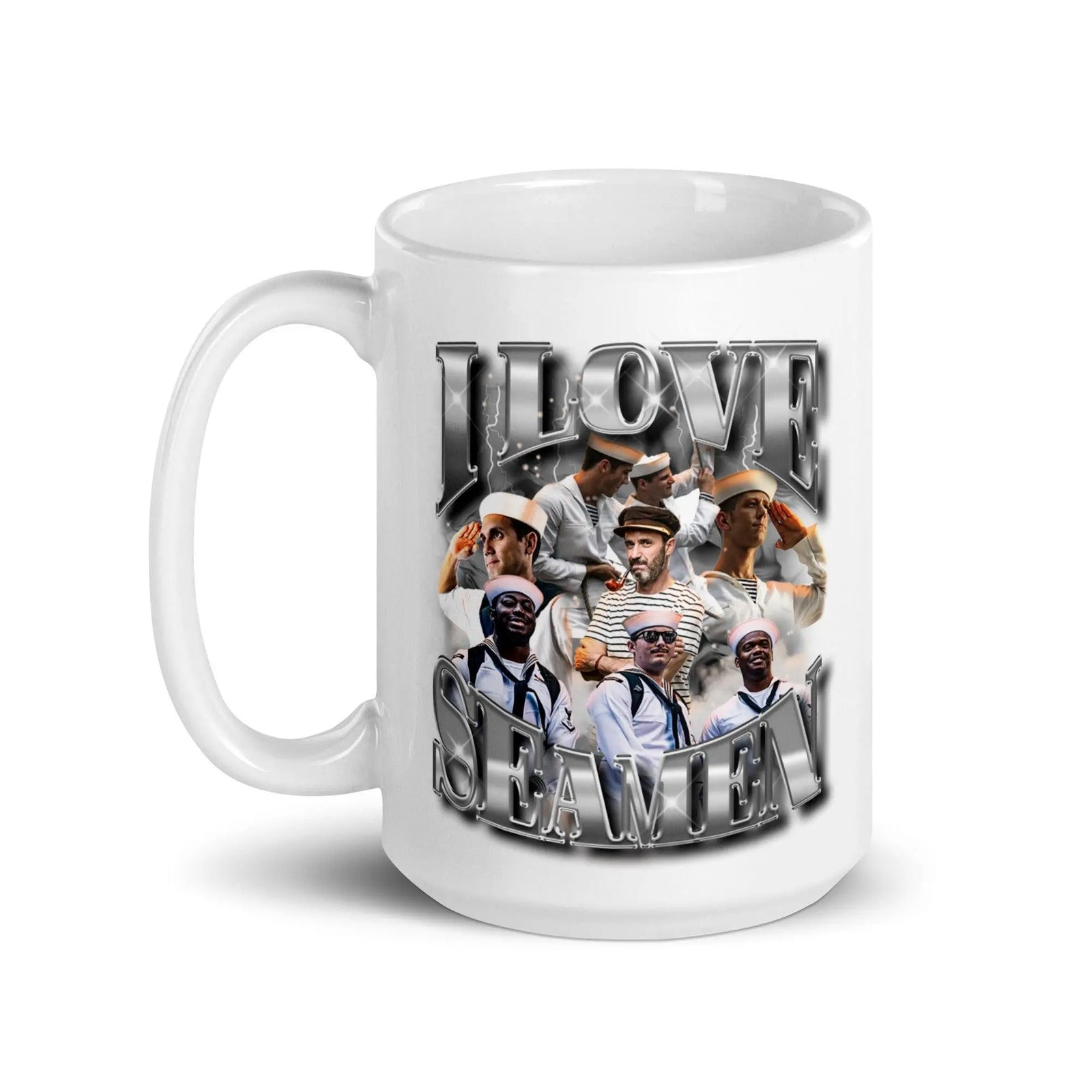 I Love Seamen White glossy mug - Orbital Clothing