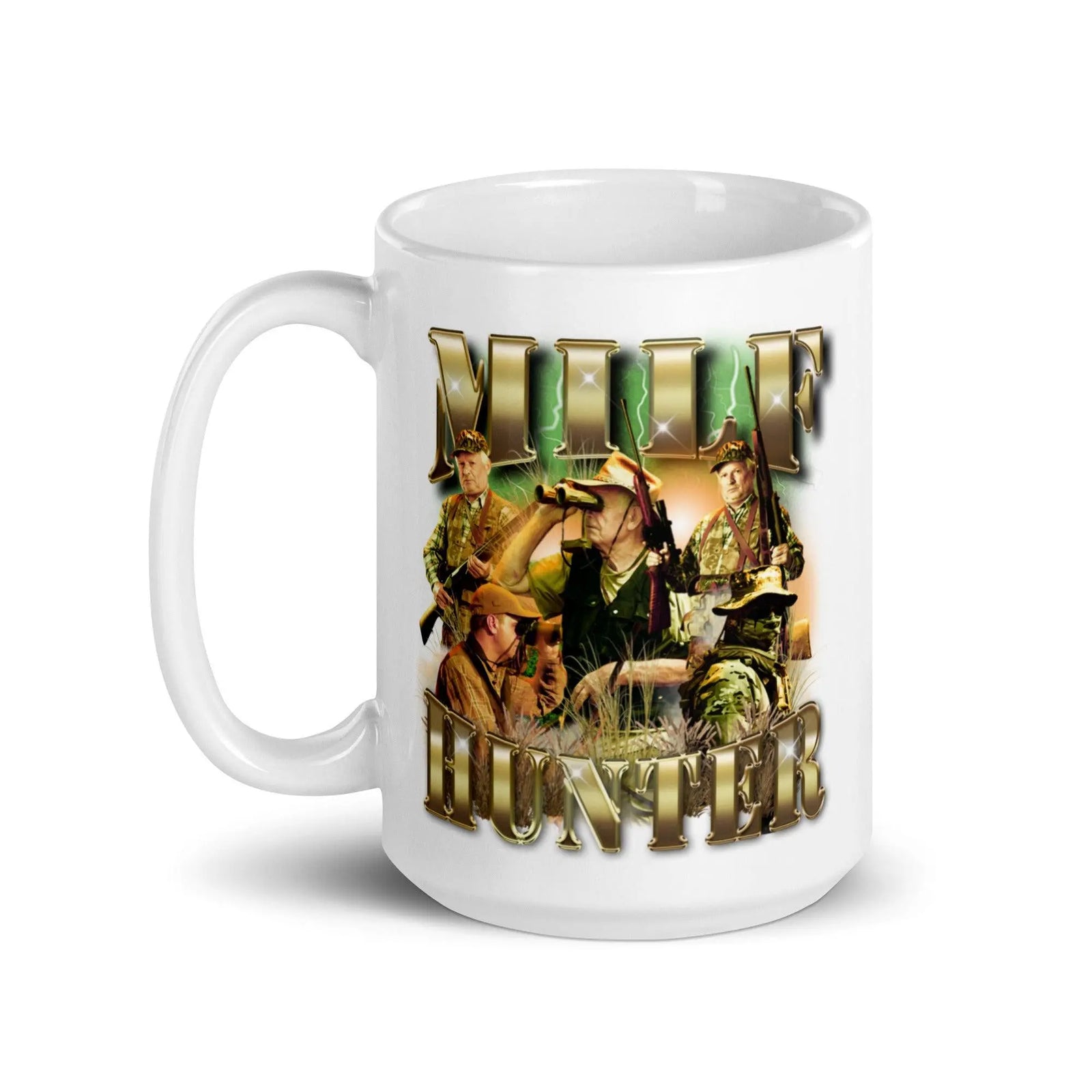 Milf Hunter White glossy mug - Orbital Clothing