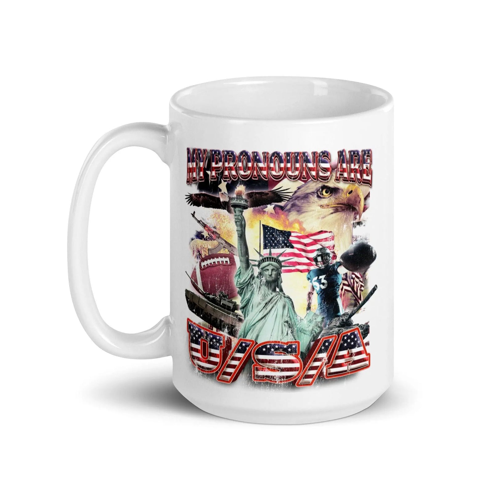 My Pronouns are U/S/A White glossy mug - Orbital Clothing