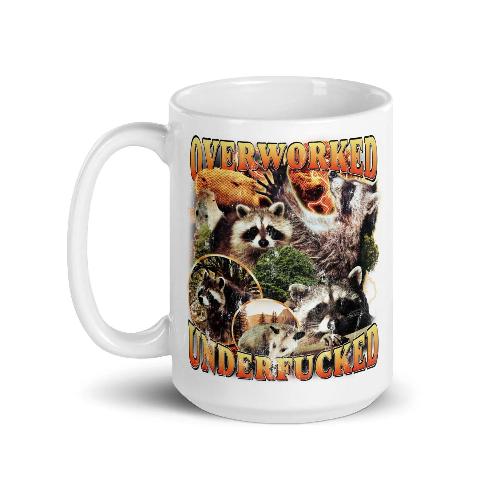 Overworked Underfucked White glossy mug - Orbital Clothing