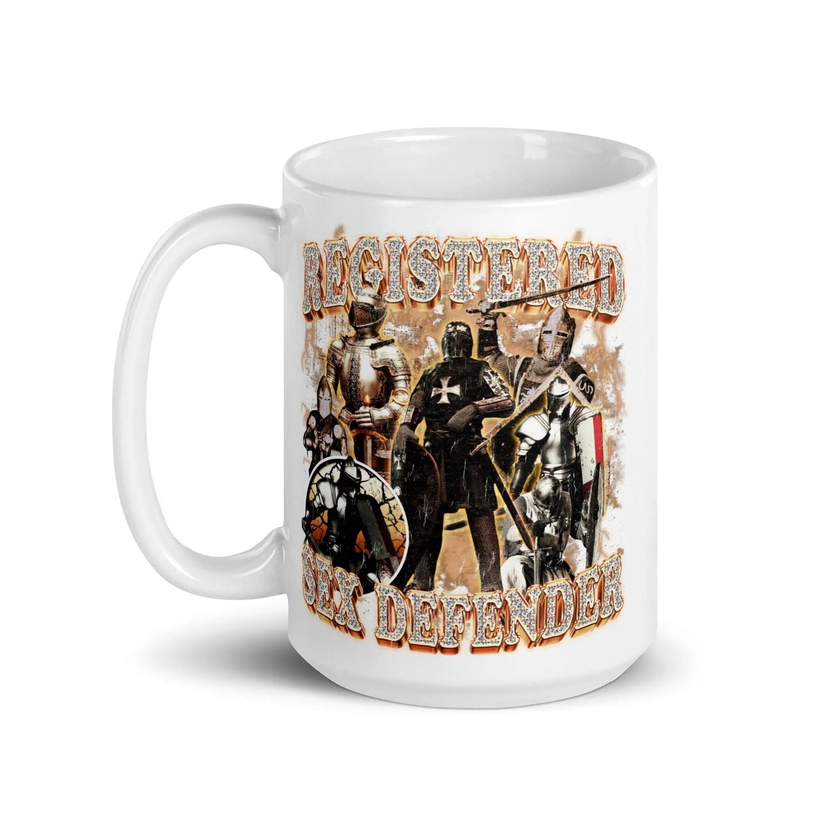 Registered Sex Defender White glossy mug - Orbital Clothing