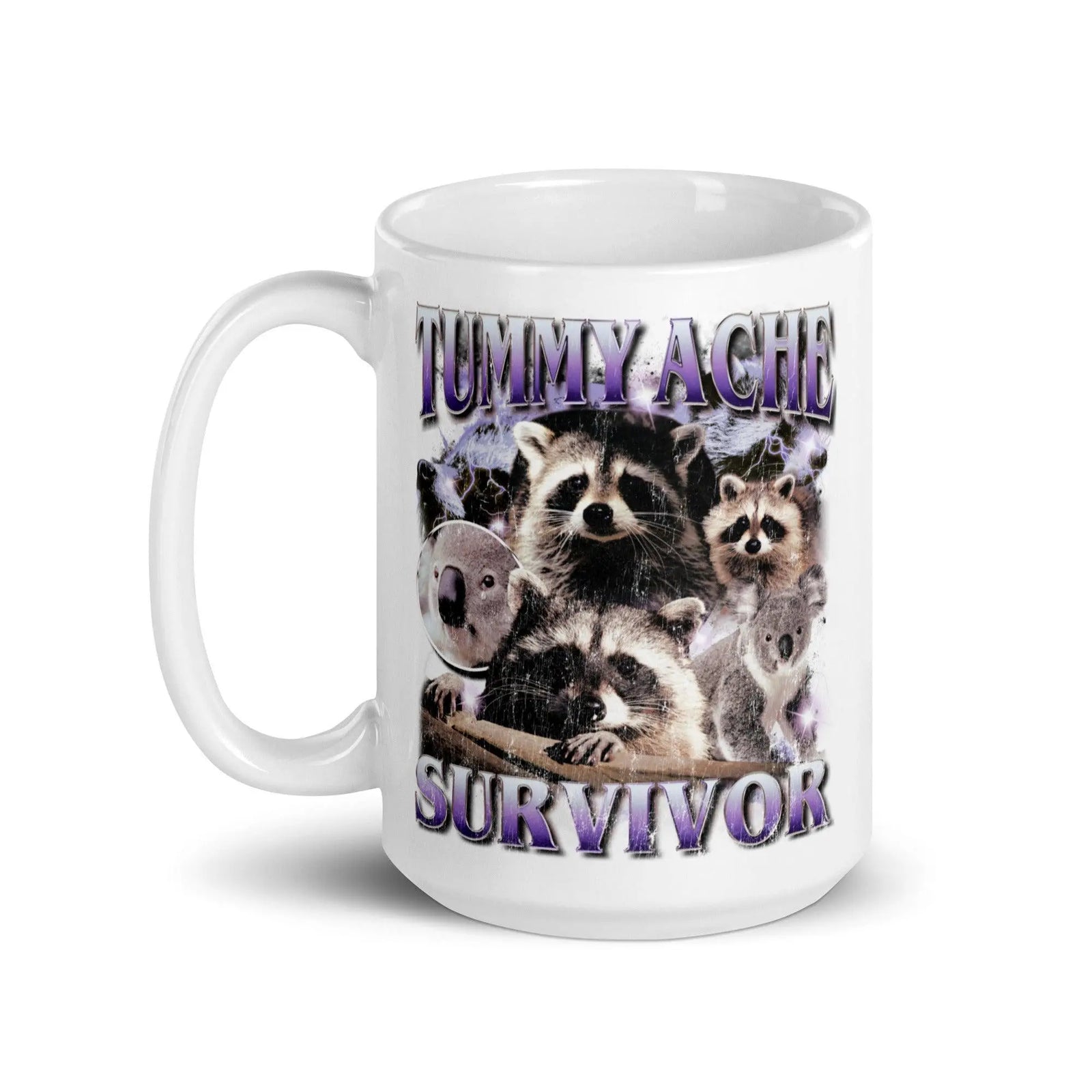 Tummy Ache Survivor White glossy mug - Orbital Clothing