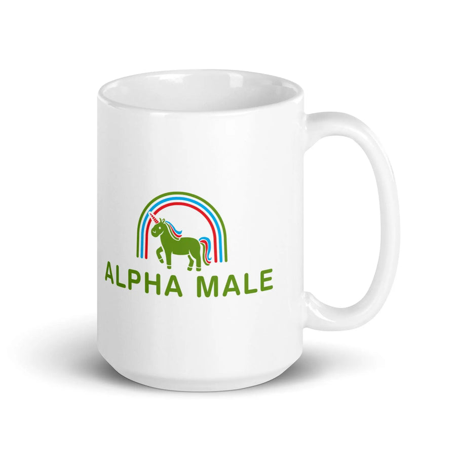 Alpha Male White glossy mug - Orbital Clothing