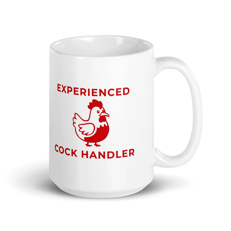 Experienced Cock Handler White glossy mug - Orbital Clothing