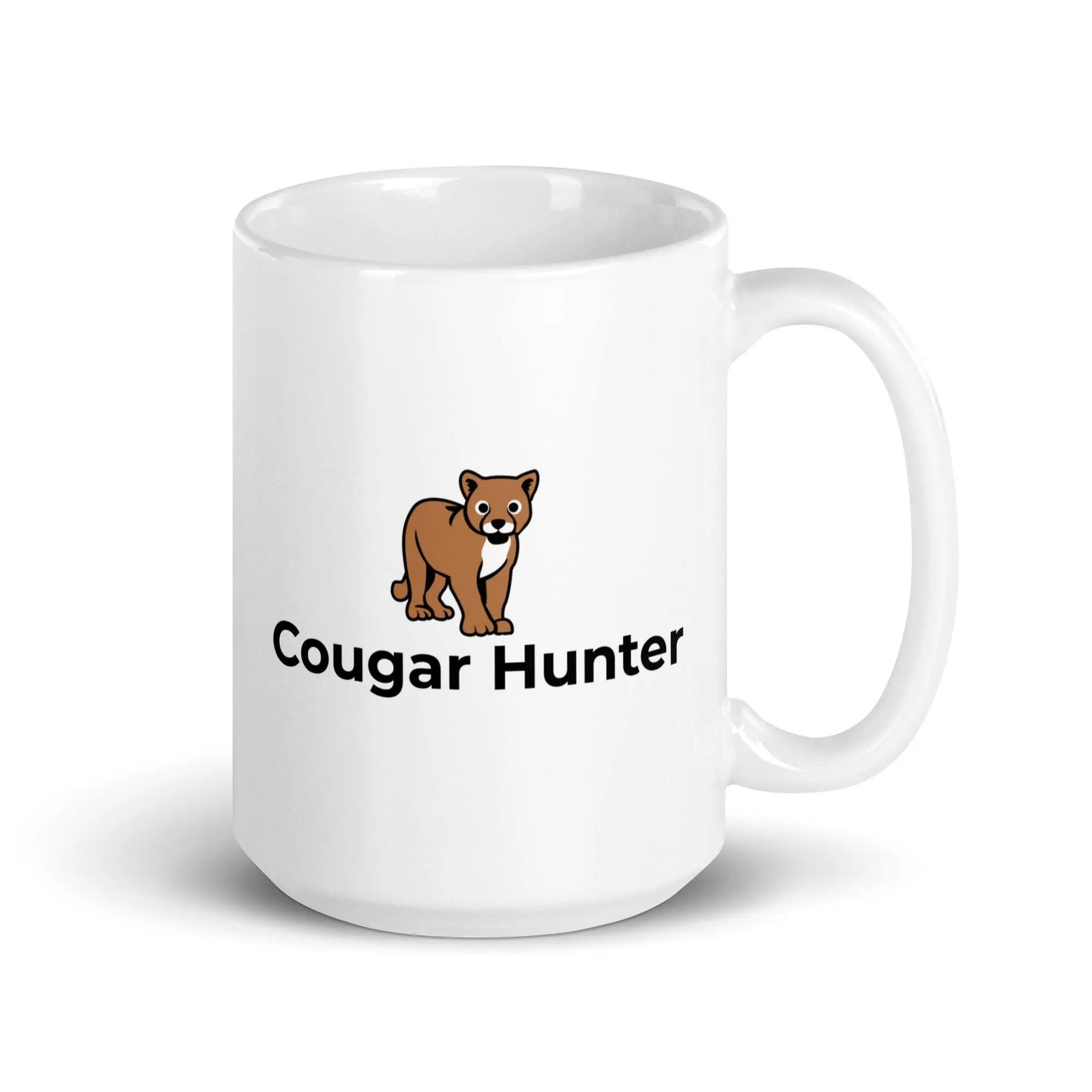 Cougar Hunter White glossy mug - Orbital Clothing
