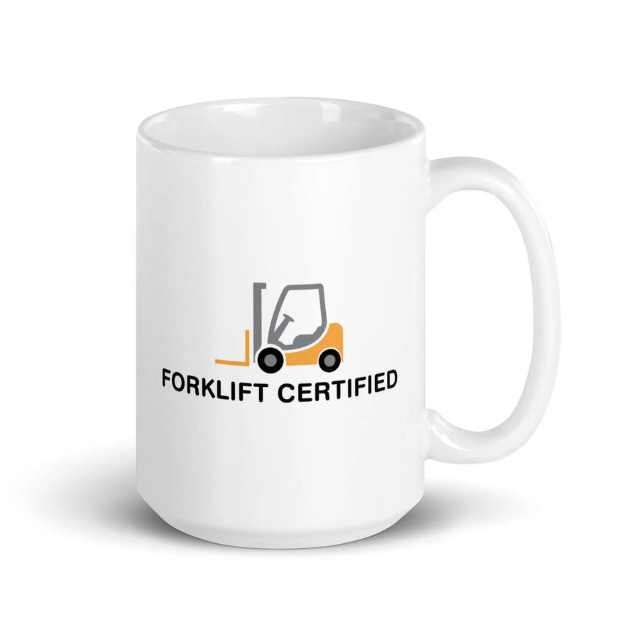 Forklift Certified White glossy mug - Orbital Clothing