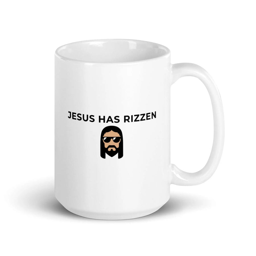 Jesus has Rizzen White glossy mug - Orbital Clothing