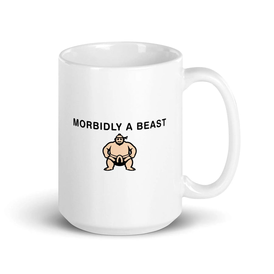 Morbidly a Beast White glossy mug - Orbital Clothing