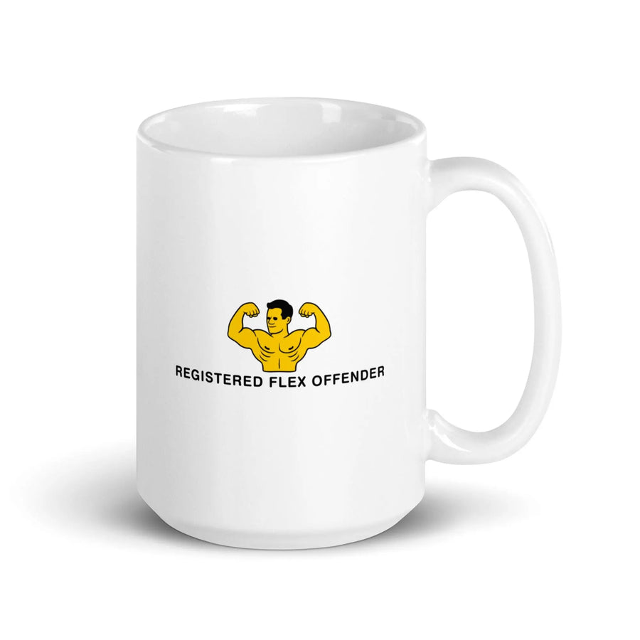 Registered Flex Offender White glossy mug - Orbital Clothing