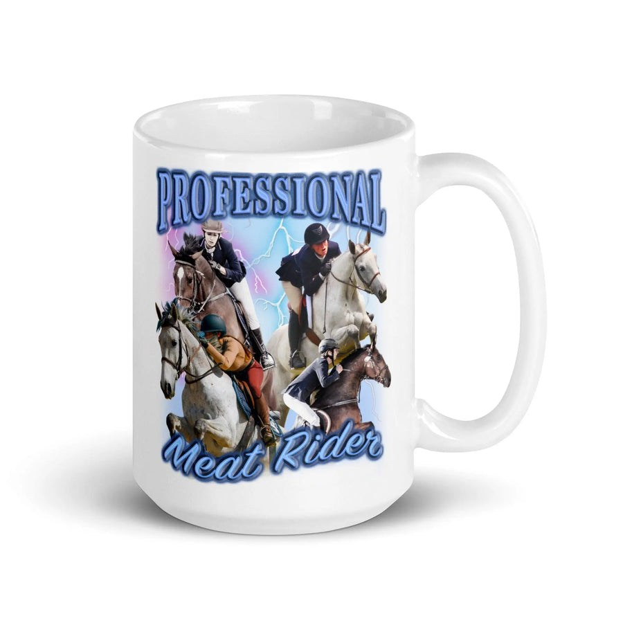 Professional Meat Rider White glossy mug - Orbital Clothing