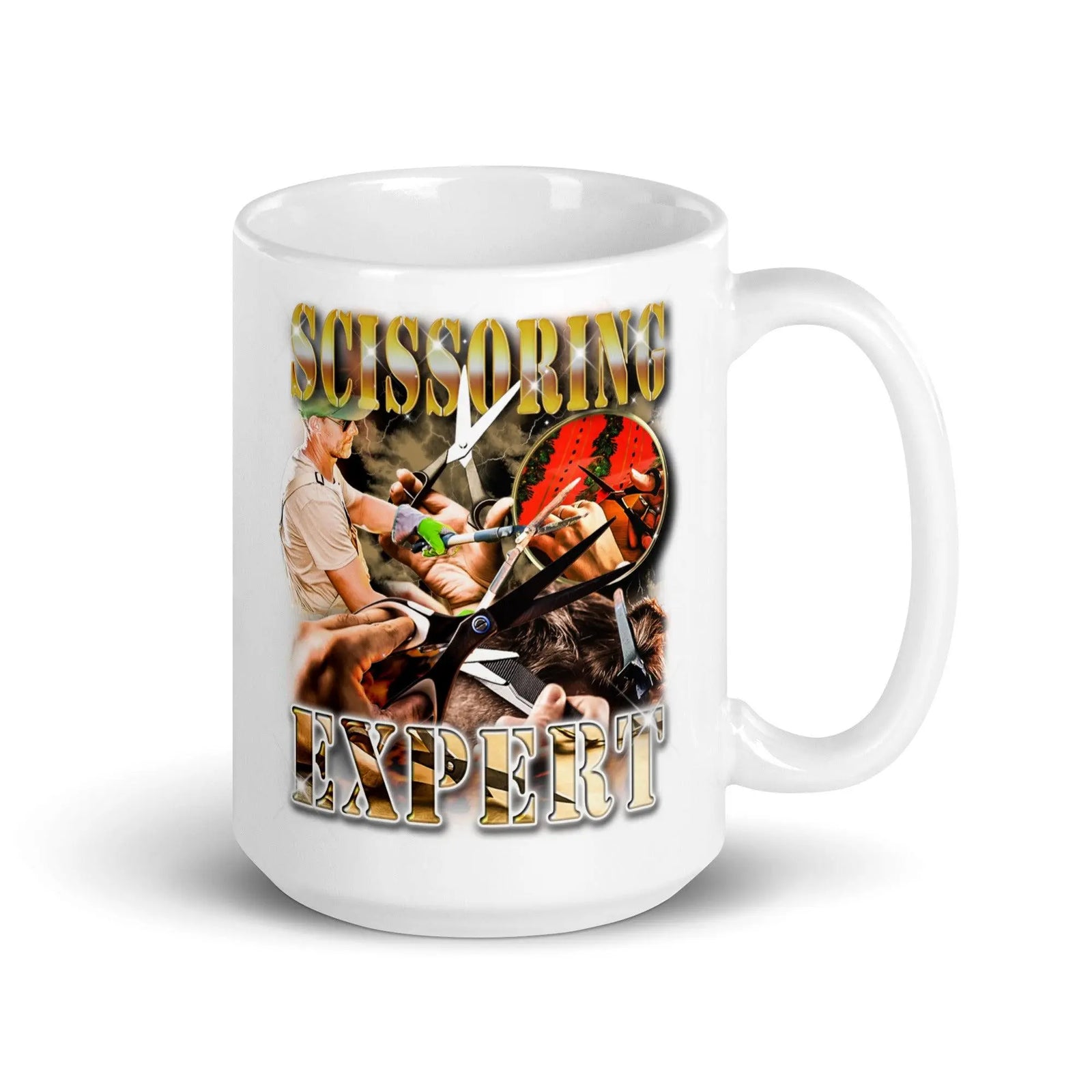 Scissoring Expert White glossy mug - Orbital Clothing
