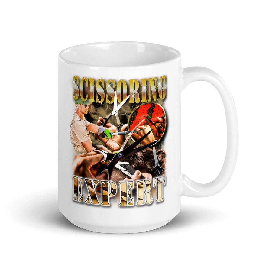 Scissoring Expert White glossy mug - Orbital Clothing