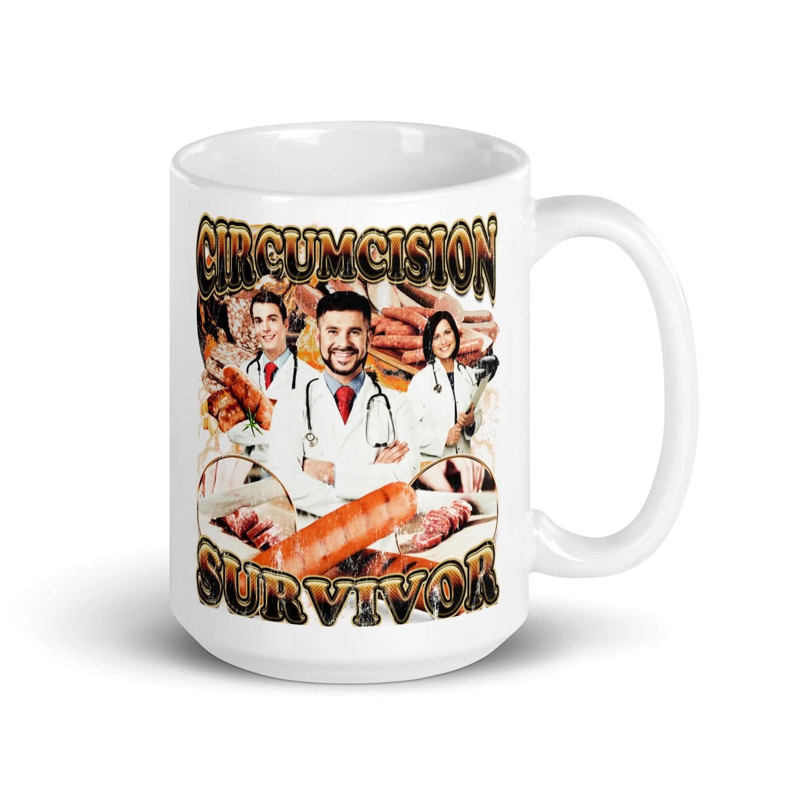 Circumcision Survivor White glossy mug - Orbital Clothing