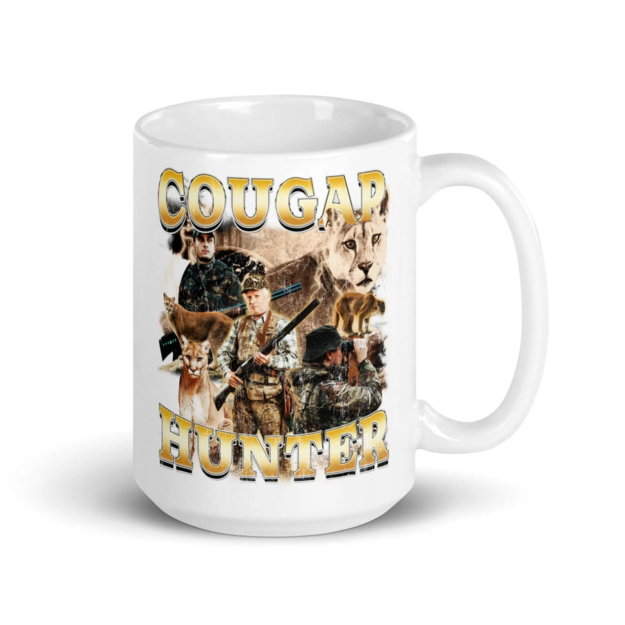 Cougar Hunter White glossy mug - Orbital Clothing