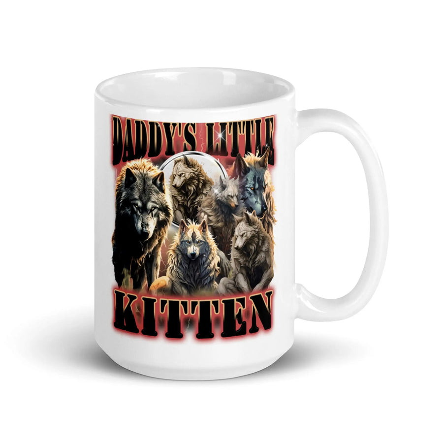 Daddy's Little Kitten White glossy mug - Orbital Clothing
