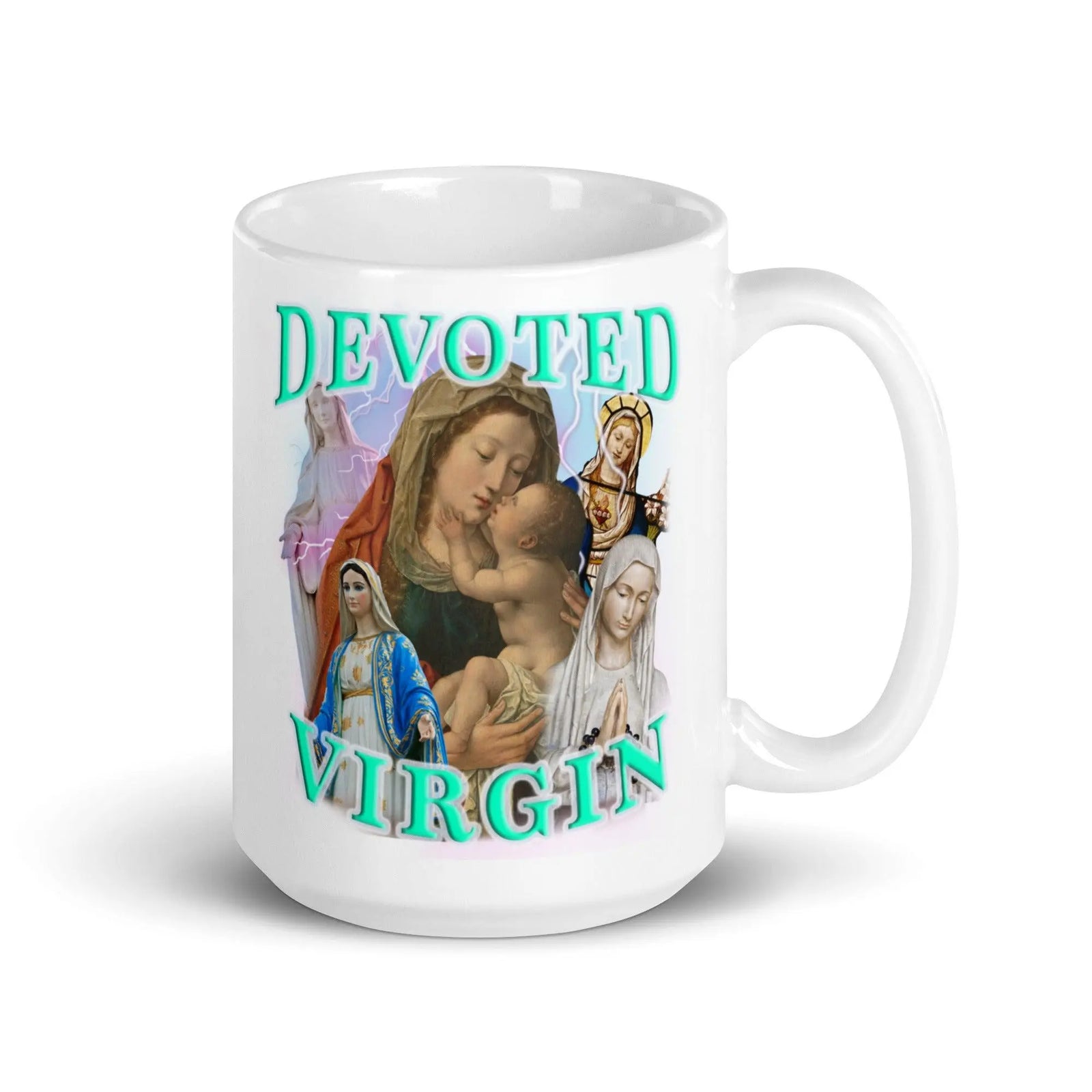 Devoted Virgin White glossy mug - Orbital Clothing
