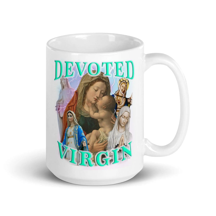 Devoted Virgin White glossy mug - Orbital Clothing