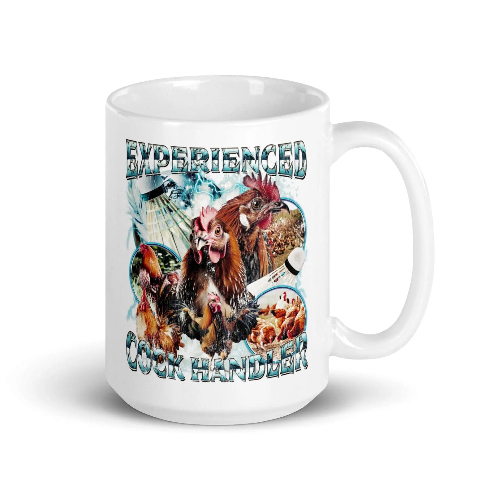 Experienced Cock Handler White glossy mug - Orbital Clothing