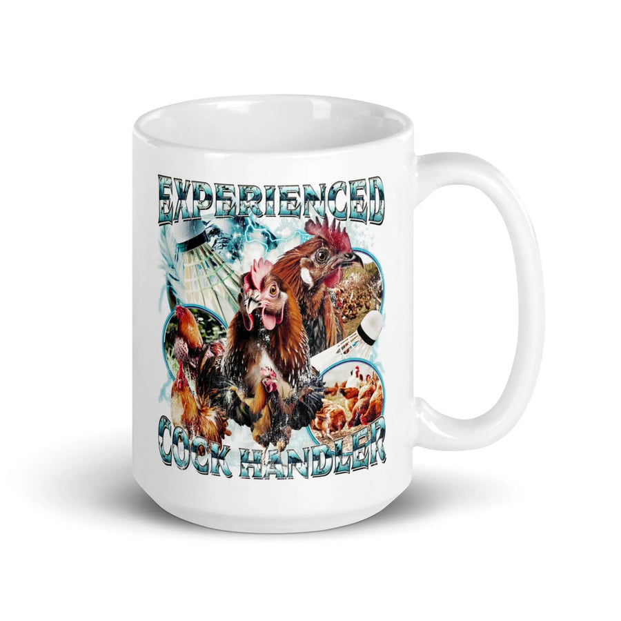 Experienced Cock Handler White glossy mug - Orbital Clothing