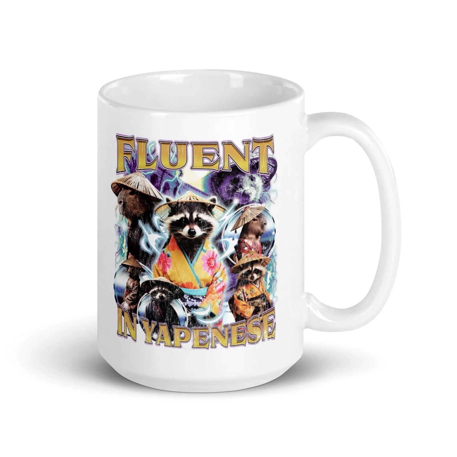 Fluent in Yapenese White glossy mug - Orbital Clothing